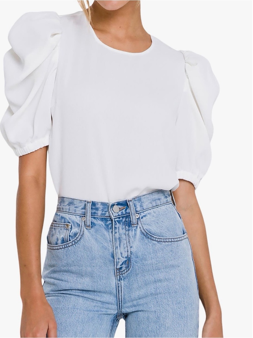 English Factory White Puff Sleeve Top 100% Cotton